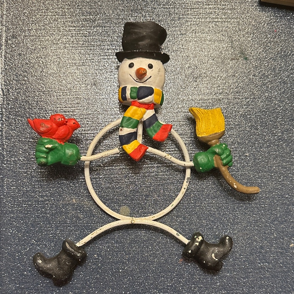 Vintage Metal Colorful Snowman Ornament